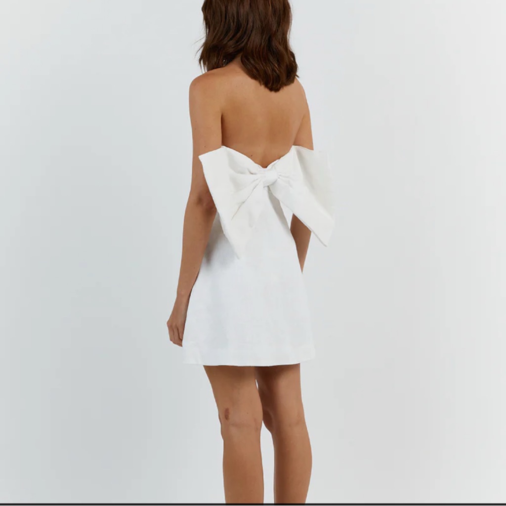 Dissh Usa Aisle White Linen Bow Dress Size Us 6
